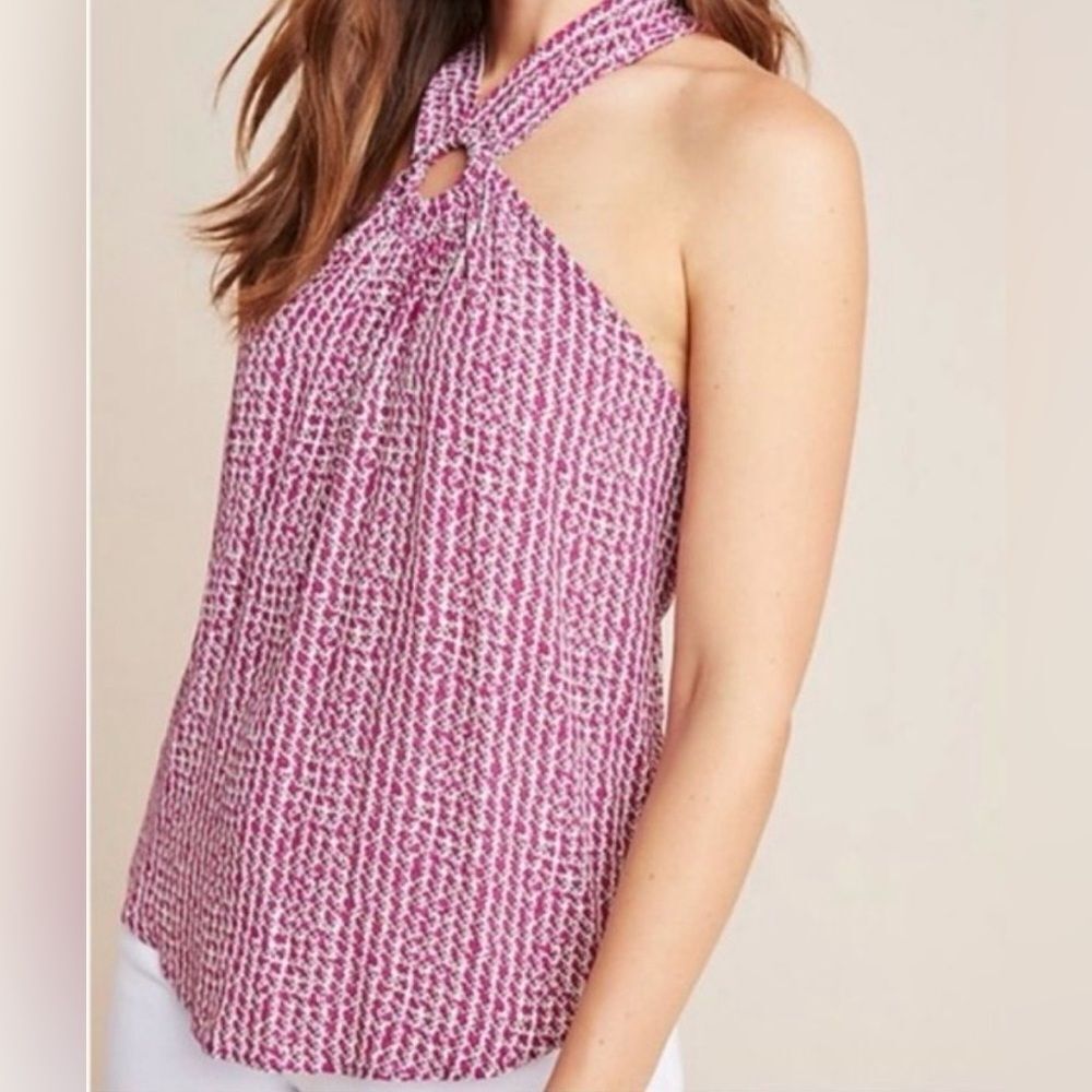 Anthropologie Maeve Mica Halter Top With Ring Design Size 10